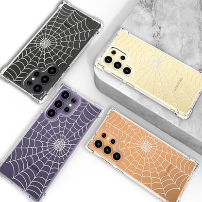 Hungo Galaxy S24 Ultra Case for Women Clear Design Cute,Girly Girls Case Compatible with Samsung Galaxy S24 Ultra Spider Web Design - color: Spider Web Design