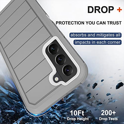 for Samsung Galaxy S22 Case with Belt Clip Holster, 2X Screen Protector, Military Grade Protection Heavy Duty Full Body Shockproof Dust-Proof Rugged Protective Cover for Samsung S22 5G (Gray White B) - color: Grey White-B
