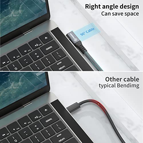 Cable Compatible with Thunderbolt 4 Cable 1ft, Right Angle USB4 Cable, with 40Gbps Data Transfer, PD100W Charging, Nylon Braided USB C Cable, Single 8K or Dual 4K Display, for MacBook Pro/Air