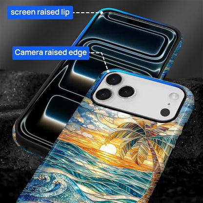 Case for iPhone 17 Pro, Dual Layer Phone Cover, Stained Glass Beach Palm - color: Stained Glass Beach Palm, size: Iphone 17 Pro