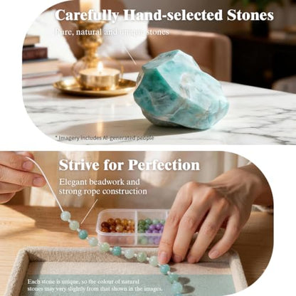 SURPHY Natural Stone Phone Charm, Beaded Phone Wrist Strap with Tether Tab - color: Amazonite
