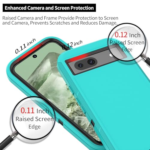 Compatible with Google Pixel 8A Case, with Belt Clip Holster Heavy Duty Rugged Shockproof Full Body Protection Kickstand Phone case for Google Pixel 8A 5G (Teal+ Black) - color: Teal+ Black