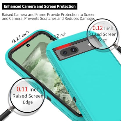 Compatible with Google Pixel 8A Case, with Belt Clip Holster Heavy Duty Rugged Shockproof Full Body Protection Kickstand Phone case for Google Pixel 8A 5G (Teal+ Black) - color: Teal+ Black