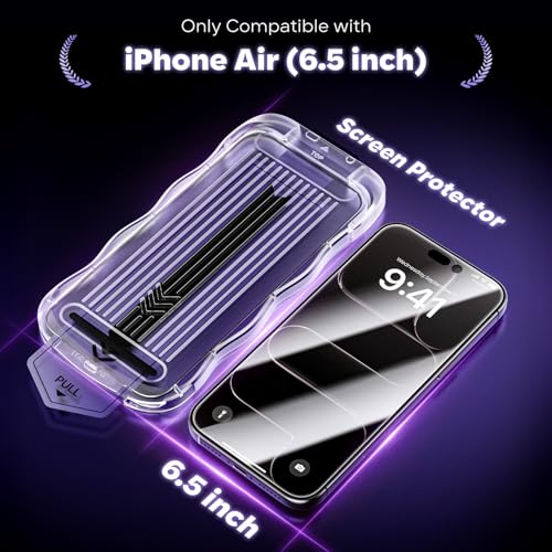 GolbinBox for iPhone Air Screen Protector Tempered Glass, [12FT Military-Grade Shatterproof] [9H Hardness] Full Coverage Film for iPhone 17Air 6.5", 2 Pack - size: iPhone 17 Air-6.5inch