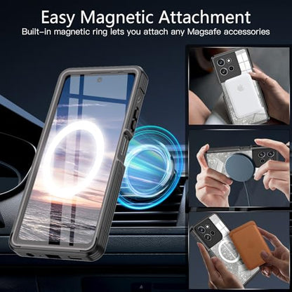 Hekodonk for Moto G Power 5G 2026 Case, Compatible with Magsafe [Built-in Tempered Glass Screen Protector & Camera Lens Protection] Full Body Shockproof Protective Women Girl Bling Case,Black - color: Black