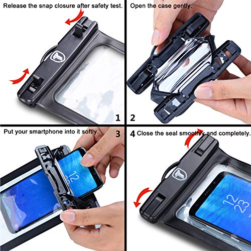 [Floating Waterproof Phone Pouch for Samsung Galaxy S25 Ultra S24 Plus S23+ S22 Note 20 Ultra A16 A15 A14 A13 A51 A71 A35 A36 5G iPhone 16E 16 15 14 Pro Max XS XR Cell Phone Dry Bag Case-Black