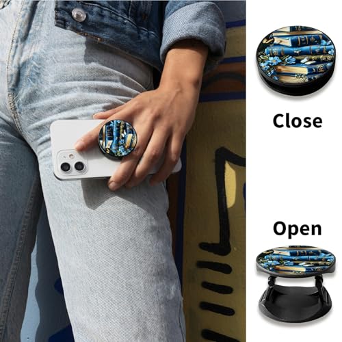 2 Pack Cell Phone Grip with Expanding Kickstand, Purple Blue Book - color: Purple Blue Book