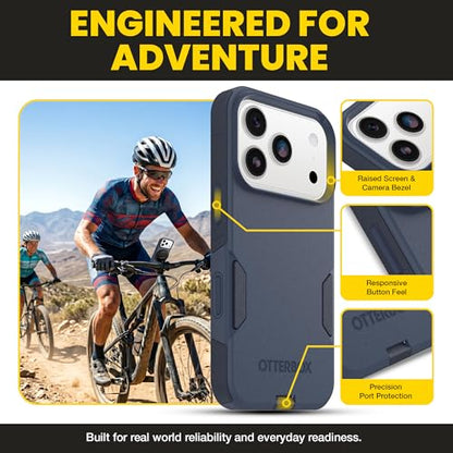 OtterBox iPhone 17 Pro – Commuter Series Slim MagSafe Case - Blue Sentiment | 3X MIL Drop Protection - Dual-Layer - Pocket-Friendly - Camera Control - Raised Edges - Port Covers - Non-Retail Packaging - color: Blue Sentiment