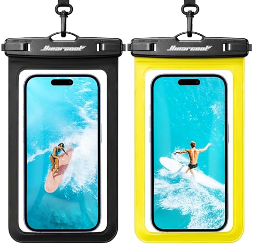 Hiearcool Waterproof Phone Pouch, Waterproof Phone Case, Black&Yellow 2Pack | Durable multilayer IPX8 protection; touchscreen access and fit up to 8.9 inches; cruise essentials 2026 for beach and pool - color: Black & Yellow