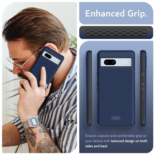 TUDIA MergeGrip [Dual Layer] Google Pixel 7a Case (2023), [Military Grade Drop Tested] Raised Edge for Screen&Camera Protection Slim Tough Heavy Duty 7A Phone Cases Cover - Indigo Blue - color: Indigo Blue, size: Standard Pixel 7a