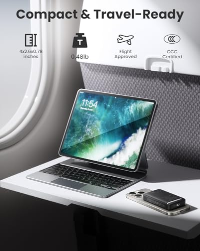 PISEN 3C Wireless Power Bank - 10000mAh Qi2 Wireless Portable Charger 30W 3C Certified Qi2 Power Bank with Stand Airplane Safe Magnetic CCC Travel Portable Charger for iPhone 17/16/15/14/13/12 Series