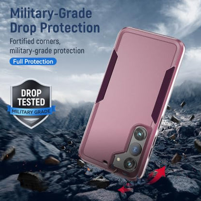 for Samsung Galaxy S23 Case with HD Screen Protector, Dual Layer Military Grade Drop Tested, Heavy Duty Rugged Shockproof Non-Slip Outdoor Protective Cover, Pink - color: Pink