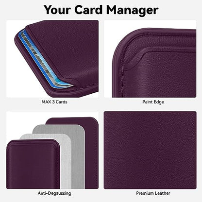 KRTALS Magnetic Wallet Cell Phone Card Holder for Phone Case with Mag-Safe | Stronger Magnetic RFID Leather Phone Wallet Stick on Series of iPhone 17/16/15/14/13/12 and Pro/Promax, Cherry - color: Cherry, size: 1 Pack