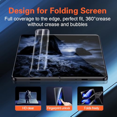 [2+2 Pack] Soft TPU Front Screen Protector for Samsung Galaxy Z Fold 6, Flexible TPU Film, 2PCS Front + 2PCS Inside for Galaxy Z Fold 6 Screen Protector Case Friendly, No Creases,No Bubbles,HD Clear - size: Fold 6