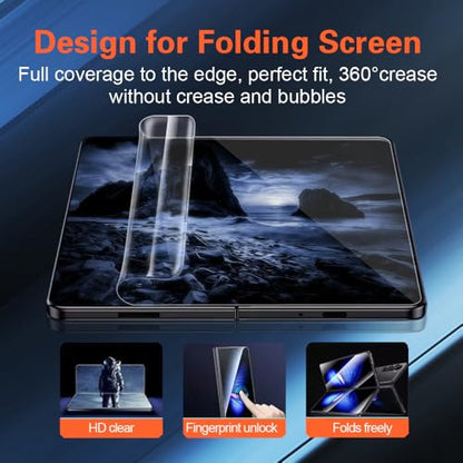 [2+2 Pack] Soft TPU Front Screen Protector for Samsung Galaxy Z Fold 6, Flexible TPU Film, 2PCS Front + 2PCS Inside for Galaxy Z Fold 6 Screen Protector Case Friendly, No Creases,No Bubbles,HD Clear - size: Fold 6