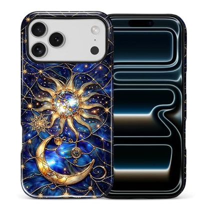 Case Compatible with iPhone 17 Pro Max, Cute Dual Layer Hybrid Phone Cover, Military Grade Drop Protection, Aesthetic Shockproof Phone Case for Women Girls, Galaxy Sun Moon - color: Galaxy Sun Moon, size: Iphone 17 Pro Max