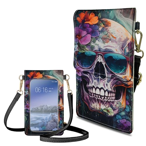 Small Crossbody Bags with Adjustable Shoulder Strap - color: Glasses Sugar Skull