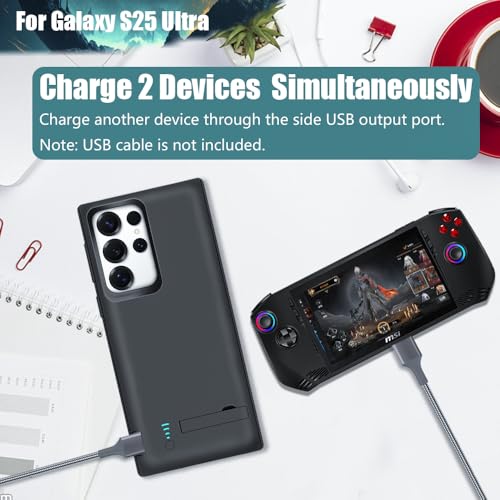 Battery Case for Samsung Galaxy S25 Ultra, 5000mAh Rechargeable Extended Battery Charging Charger Case, Add 100% Extra Juice (6.9 Inches) Black