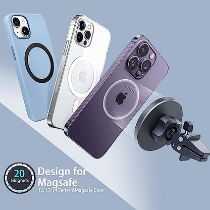 Car Vent Phone Mount - Magnetic Phone Holder for Car, Very Strong Magnet, Upgrade Adjustable Screw AC Mount, Compatible with MagSafe, iPhone, Galaxy, Pixel & Other Smartphones, 360 Rotation - color: Adjustable Screw