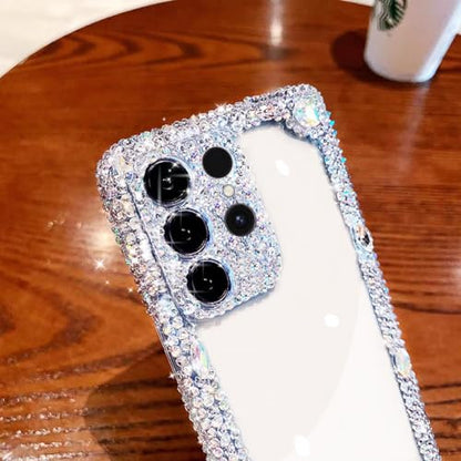 Compatible with Samsung Galaxy S22 Ultra Bling Clear Case for Women,Glitter Phone Case with Sparkle Rhinestone Diamond Camera Protection，Airbag Anti-Fall Crystal Hard Cover for Girl - size: Galaxy S22 Ultra