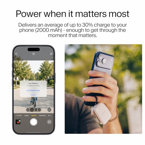 Twelve South PowerClip Mini Charger with Built-in USB-C Cable, 2000mAh - color: Dune