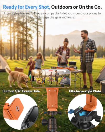 OMOTON TP02-Pro 5 in 1 Magnetic Phone Holder for Vlogging Essentials,Orange - color: 2-Orange