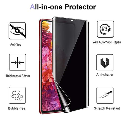 [2+2 Pack] for Samsung Galaxy S20 FE 6.5” Privacy Screen Protector [Not Glass], 2Pcs Anti-Spy Flexible TPU Hydrogel Film with 2Pcs Tempered Glass Camera Lens Protector, Case Friendly