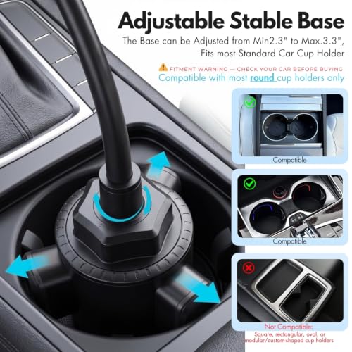 Cup Holder Phone Mount, 15-Inch Adjustable Gooseneck Car Holder