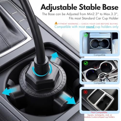 Cup Holder Phone Mount, 15-Inch Adjustable Gooseneck Car Holder