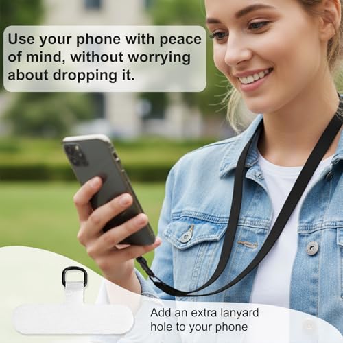 Phone Tether Tab, 4 Pack Universal Phone Lanyard Patch Non-Adhesive Insert with Metal Clip for Phone Case, iPhone - color: White