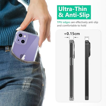 ONES Case for iPhone 14, Slim Clear Transparent Case [PC + TPU Hybrid] with Military-Grade Drop Protection, Anti-Yellowing Shockproof Silicone Hard Cover - color: HD Highly Clear, size: iPhone 14