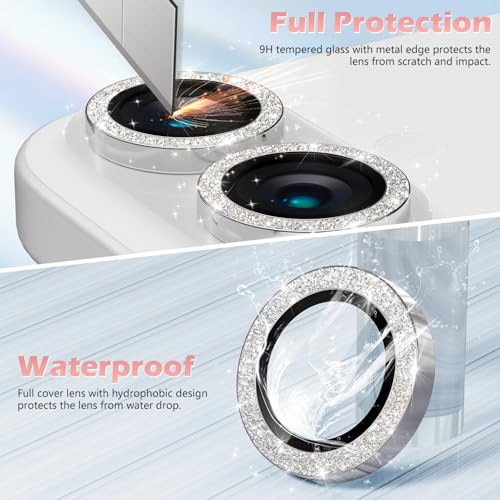 imluckies for iPhone 16 / iPhone 16 Plus/iPhone 17 Camera Lens Protector, AR+AF Tempered Glass 9H Anti-Scratch Metal Individual Lens Cover, HD Clear Camera Accessories, Glitter Silver - color: Glitter Silver
