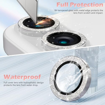 imluckies for iPhone 16 / iPhone 16 Plus/iPhone 17 Camera Lens Protector, AR+AF Tempered Glass 9H Anti-Scratch Metal Individual Lens Cover, HD Clear Camera Accessories, Glitter Silver - color: Glitter Silver