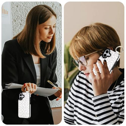 HAOPINSH Wallet Case for iPhone 17 with Card Holder, White Leopard Cheetah Print Back Flip Folio PU Leather Kickstand Card Slots Case, Finger Grip Ring Double Magnetic Clasp Shockproof 6.3" - color: White Leopard Grip Ring