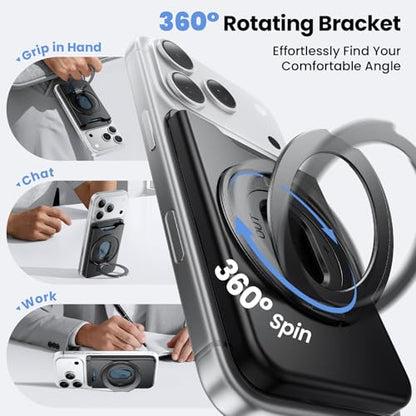 for Magsafe Wallet, 2 Card Holder, With Rotating Stand, Black - color: Black