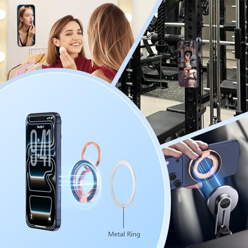 Magnetic Phone Grip Holder with MagSafe Ring Removable Kickstand,Magnetic Car Mount Mag Safe Accessory,Double Adjustable Gym Finger Ring Grip for iPhone 17e 17 Pro Max 17 Air 16E 16 Pro Max 16 15 Plus