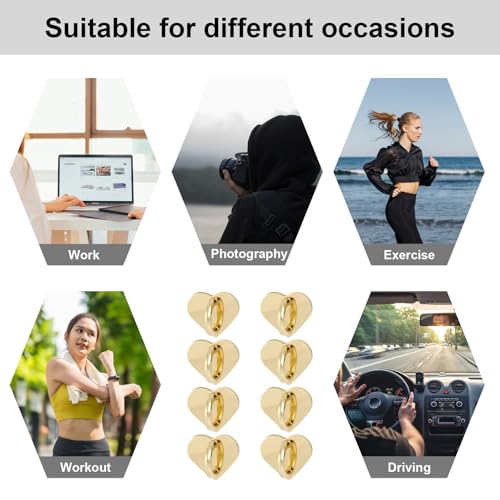Gosknor 8pcs Heart Cell Phone Ring Holder, Cute Phone Charm Hooks Adhesive Smartphone Finger Ring Grip Sticky Metal Loop Stand for Cellphone Case Pad Tablet DIY Accessories (gold) - color: gold