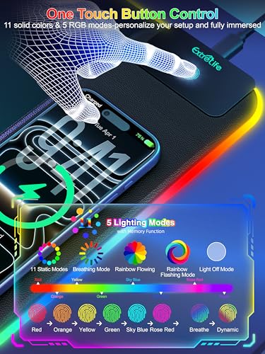 Mouse Pad with 15W Wireless Charging, RGB Gaming Mousepad, 31.5"x11.8" - color: RGB Right-Touch Control-31.5"x11.8"