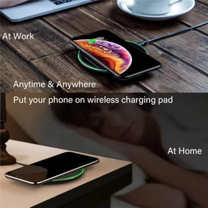 15W Fast Wireless Charger Pad for iPhone 17 16 15 14 13 12 Pro Max Samsung Galaxy S24 S23 S22 S20 Xiaomi Wireless Charging Dock Station (Black with Cable) - color: Black with Cable