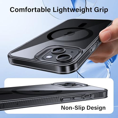 Supdeal Magnetic Clear Case for iPhone 14 Plus, [Compatible with MagSafe] [Non Slip Bumper & Not Yellowing] Military Grade Shockproof Transparent Silicone Phone Cover, 6.7", Black - color: Black, size: iPhone 14 Plus