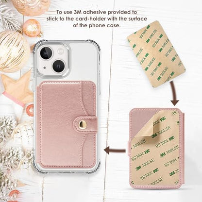 M-Plateau Phone Wallet Stick on, Adhesive Slim Credit Card Holder - color: Pink
