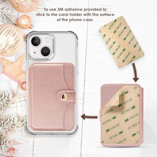 M-Plateau Phone Wallet Stick on, Adhesive Slim Credit Card Holder - color: Pink