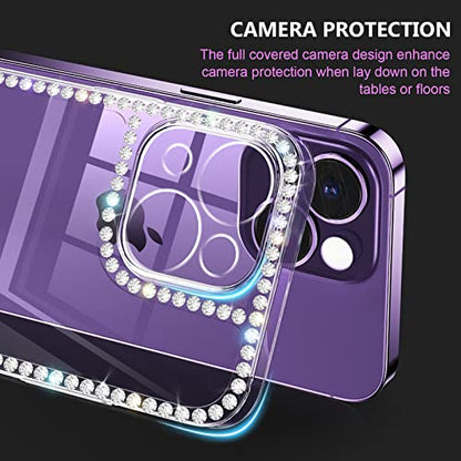 iPhone 14 Plus Women's Case - 3D Glitter Sparkle, Shiny Crystal Charms, Rhinestone Diamond, Clear Soft TPU Bumper - size: iPhone 14 Plus