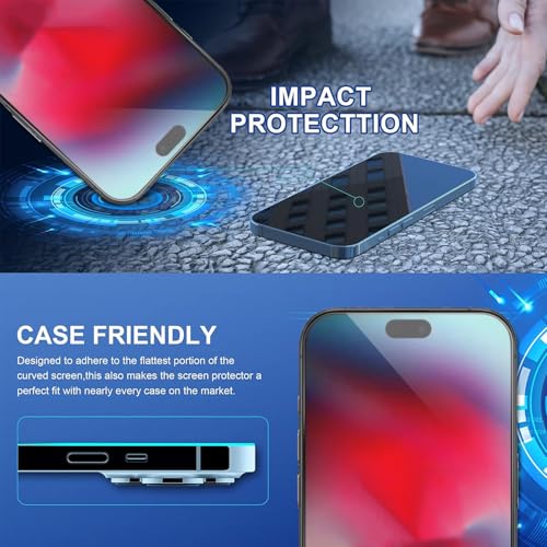 ImpactStrong 3-Pack Shatterproof Tempered Glass Screen Protector for iPhone 17 [Easy Installation Frame] [Bubble Free] [9H Hardness] [Full Coverage] Case Friendly, 6.3 Inch - size: iPhone 17