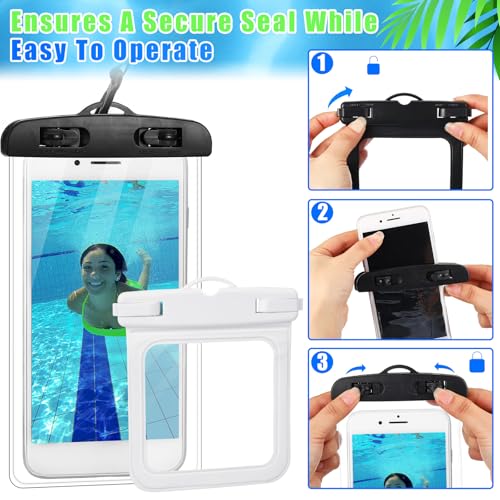 Relaxweex 4 Pcs Waterproof Phone Pouch and Cash ID Key Fob Cases Underwater Case Dry Bag with Lanyard Phone Holder Protector Vacation Beach Pool Travel