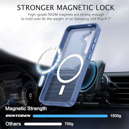 BENTOBEN Magnetic for Samsung Galaxy S24 Plus Case [Compatible with Magsafe] Translucent Matte Slim Thin Shockproof Anti-Yellow Women Men Protective Phone Cover for Samsung S24 Plus 6.7" 2024, Blue - color: Blue