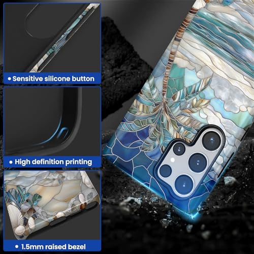 Case for Samsung Galaxy S24,Anti-Scratch Full-Body Cover Shockproof Slim Design Case,PC Hard Shell & Silicone Inner Bumper -Beach Palm Tree - color: Beach Palm Tree, size: Galaxy S24