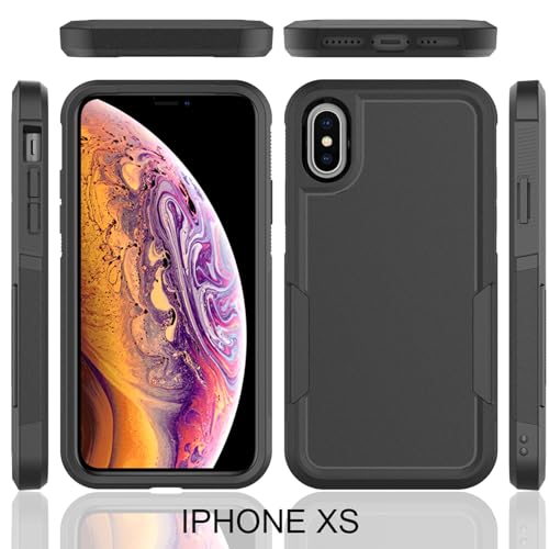 for iPhone X/iPhone Xs Case: Dual Layer Protective Heavy Duty Cell Phone Case Shockproof Rugged Bumper Tough with Screen Protector - Military Grade Drop Tested for Appple iPhone X/iPhone Xs, Purple - color: Purple (PC) + Black (TPU)