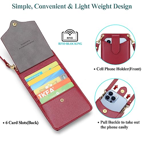 Peacocktion Small Crossbody Cell Phone Purse for Women, Lightweight Mini Small Crossbody Bags for Women with Card Slots - color: 26-burgundy