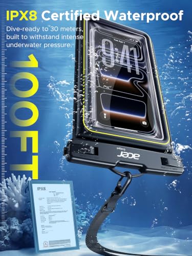 acer Floating Waterproof Phone Pouch, IPX8 Waterproof Phone Case 2 Pack | Cell-Foam & Sensitive Touch, Beach/Cruise/Kayak/Ship Essentials for iPhone 17/16/15 Pro Max, Galaxy S25 Ultra - 7"